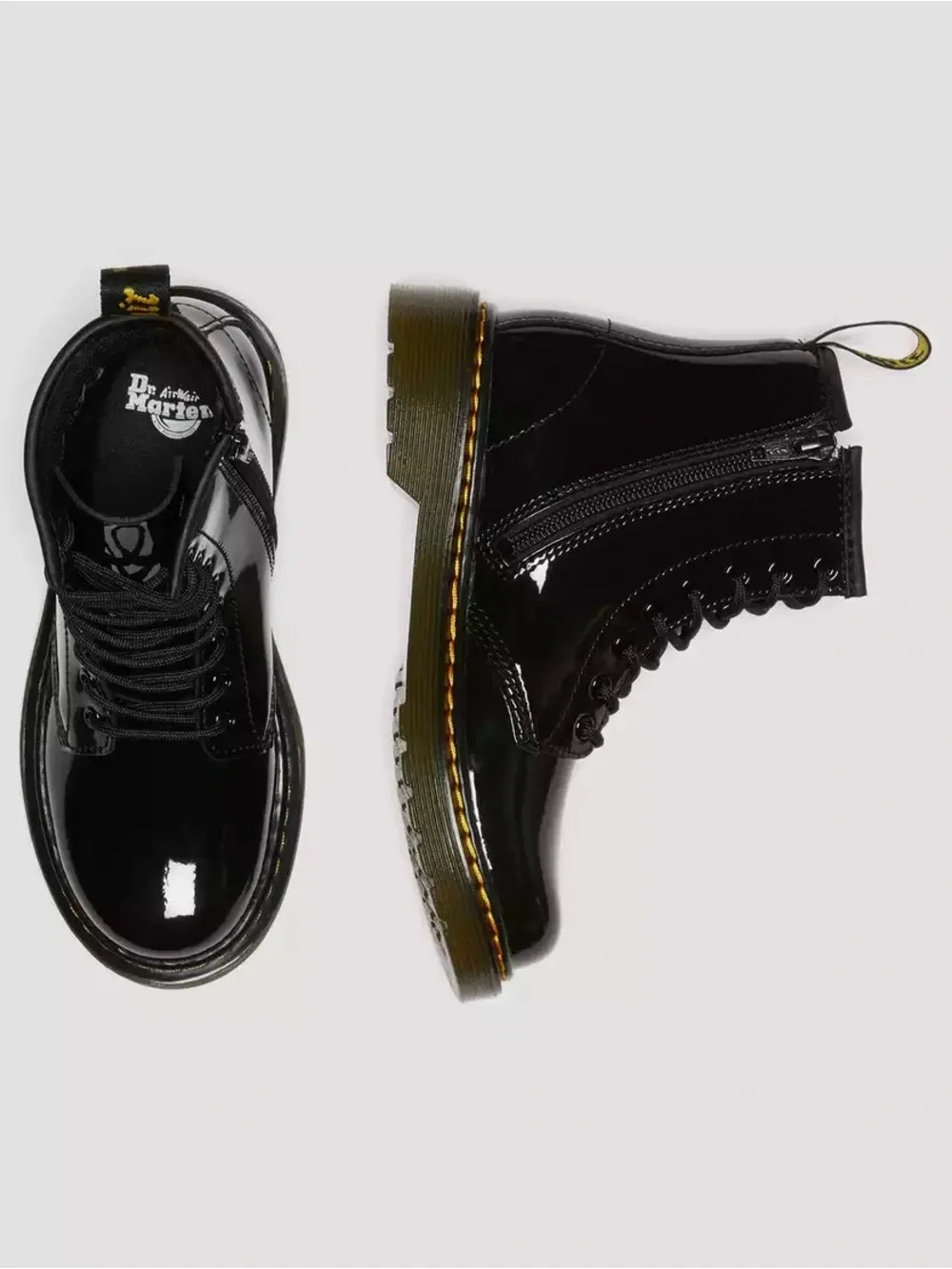 DR. MARTENS JUNIOR 1460 PATENT LEATHER LACE UP BOOTS SIZE 5 BLACK
